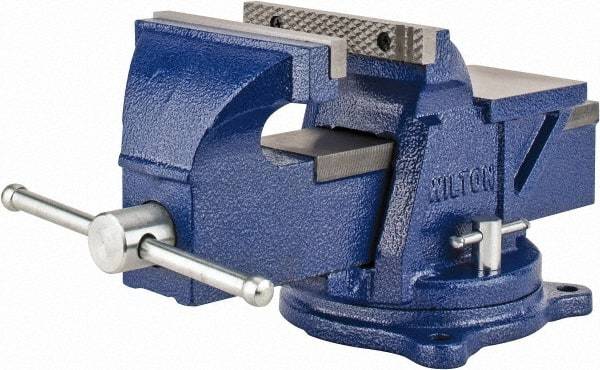 Wilton - 6" Jaw Width, 6" Opening Capacity, 3" Throat Depth, Steel Swivel Bench Vise - Bolt Down Base Attachment - Caliber Tooling