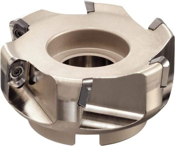 Sumitomo - 6 Inserts, 4" Cut Diam, 1-1/4" Arbor Diam, 1.181" Max Depth of Cut, Indexable Square-Shoulder Face Mill - 2-1/2" High, AECT 1604 Insert Compatibility, Through Coolant, Series WaveMill - Caliber Tooling