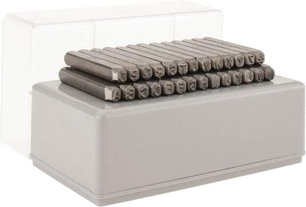 C.H. Hanson - 27 Piece, 1/2" Character Steel Stamp Set - Letters, Heavy Duty - Caliber Tooling