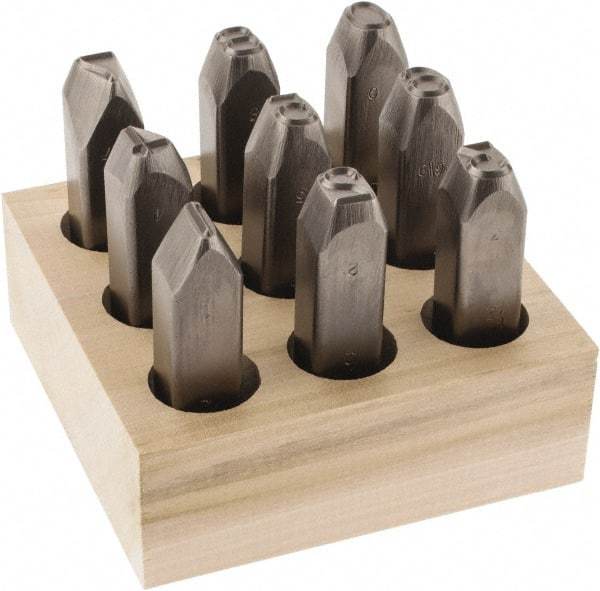 C.H. Hanson - 9 Piece, 1/2" Character Steel Stamp Set - Figures, Heavy Duty - Caliber Tooling