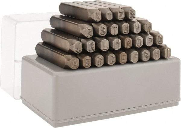 C.H. Hanson - 27 Piece, 1/4" Character Steel Stamp Set - Letters, Reverse - Caliber Tooling