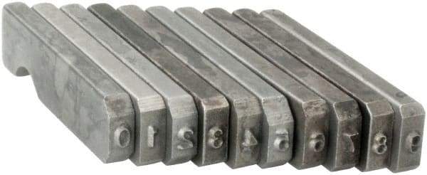 C.H. Hanson - 10 Piece, 1/16 Inch Character, Steel Type Set - 10 Character Capacity, 0-9 Content - Caliber Tooling