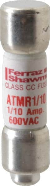 Ferraz Shawmut - 600 VAC/VDC, 0.1 Amp, Fast-Acting General Purpose Fuse - Clip Mount, 1-1/2" OAL, 100 at DC, 200 at AC kA Rating, 13/32" Diam - Caliber Tooling