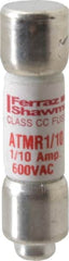 Ferraz Shawmut - 600 VAC/VDC, 0.1 Amp, Fast-Acting General Purpose Fuse - Clip Mount, 1-1/2" OAL, 100 at DC, 200 at AC kA Rating, 13/32" Diam - Caliber Tooling