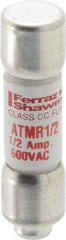 Ferraz Shawmut - 600 VAC/VDC, 0.5 Amp, Fast-Acting General Purpose Fuse - Clip Mount, 1-1/2" OAL, 100 at DC, 200 at AC kA Rating, 13/32" Diam - Caliber Tooling