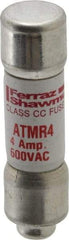 Ferraz Shawmut - 600 VAC/VDC, 4 Amp, Fast-Acting General Purpose Fuse - Clip Mount, 1-1/2" OAL, 100 at DC, 200 at AC kA Rating, 13/32" Diam - Caliber Tooling