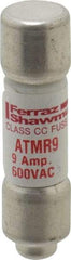 Ferraz Shawmut - 600 VAC/VDC, 9 Amp, Fast-Acting General Purpose Fuse - Clip Mount, 1-1/2" OAL, 100 at DC, 200 at AC kA Rating, 13/32" Diam - Caliber Tooling