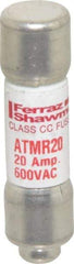 Ferraz Shawmut - 600 VAC/VDC, 20 Amp, Fast-Acting General Purpose Fuse - Clip Mount, 1-1/2" OAL, 100 at DC, 200 at AC kA Rating, 13/32" Diam - Caliber Tooling