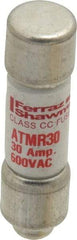 Ferraz Shawmut - 600 VAC/VDC, 30 Amp, Fast-Acting General Purpose Fuse - Clip Mount, 1-1/2" OAL, 100 at DC, 200 at AC kA Rating, 13/32" Diam - Caliber Tooling