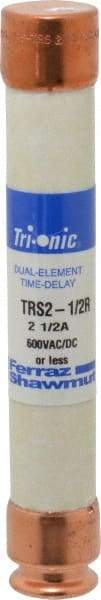 Ferraz Shawmut - 600 VAC/VDC, 2.5 Amp, Time Delay General Purpose Fuse - Clip Mount, 127mm OAL, 20 at DC, 200 at AC kA Rating, 13/16" Diam - Caliber Tooling