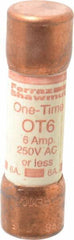 Ferraz Shawmut - 250 VAC/VDC, 6 Amp, Fast-Acting General Purpose Fuse - Clip Mount, 50.8mm OAL, 20 at DC, 50 at AC kA Rating, 9/16" Diam - Caliber Tooling