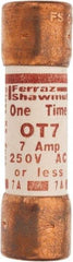 Ferraz Shawmut - 250 VAC/VDC, 7 Amp, Fast-Acting General Purpose Fuse - Clip Mount, 50.8mm OAL, 20 at DC, 50 at AC kA Rating, 9/16" Diam - Caliber Tooling