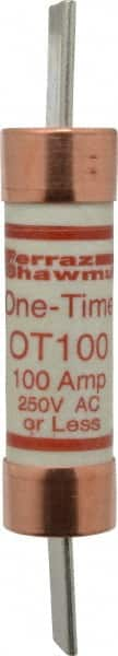 Ferraz Shawmut - 250 VAC/VDC, 100 Amp, Fast-Acting General Purpose Fuse - Clip Mount, 5-7/8" OAL, 20 at DC, 50 at AC kA Rating, 1-1/16" Diam - Caliber Tooling