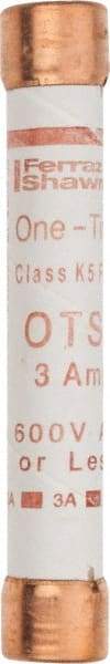 Ferraz Shawmut - 300 VDC, 600 VAC, 3 Amp, Fast-Acting General Purpose Fuse - Clip Mount, 127mm OAL, 20 at DC, 50 at AC kA Rating, 13/16" Diam - Caliber Tooling