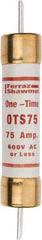 Ferraz Shawmut - 300 VDC, 600 VAC, 75 Amp, Fast-Acting General Purpose Fuse - Clip Mount, 7-7/8" OAL, 20 at DC, 50 at AC kA Rating, 1-5/16" Diam - Caliber Tooling