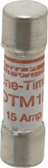 Ferraz Shawmut - 250 VAC, 15 Amp, Fast-Acting Midget Fuse - Clip Mount, 1-1/2" OAL, 10 at AC kA Rating, 13/32" Diam - Caliber Tooling