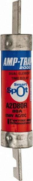 Ferraz Shawmut - 250 VAC/VDC, 80 Amp, Time Delay General Purpose Fuse - Clip Mount, 5-7/8" OAL, 100 at DC, 200 at AC kA Rating, 1-1/16" Diam - Caliber Tooling