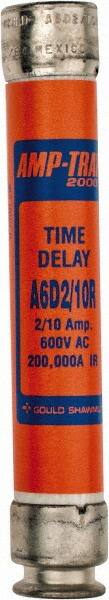 Ferraz Shawmut - 600 VAC/VDC, 0.2 Amp, Time Delay General Purpose Fuse - Clip Mount, 127mm OAL, 100 at DC, 200 at AC kA Rating, 13/16" Diam - Caliber Tooling