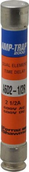 Ferraz Shawmut - 600 VAC/VDC, 2.5 Amp, Time Delay General Purpose Fuse - Clip Mount, 127mm OAL, 100 at DC, 200 at AC kA Rating, 13/16" Diam - Caliber Tooling