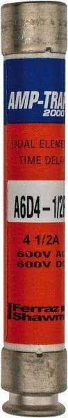 Ferraz Shawmut - 600 VAC/VDC, 4.5 Amp, Time Delay General Purpose Fuse - Clip Mount, 127mm OAL, 100 at DC, 200 at AC kA Rating, 13/16" Diam - Caliber Tooling