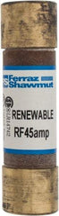 Ferraz Shawmut - 250 VAC, 45 Amp, Fast-Acting Renewable Fuse - Clip Mount, 76mm OAL, 10 at AC kA Rating, 13/16" Diam - Caliber Tooling