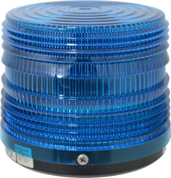 Federal Signal Corp - 120 VAC, 3R NEMA Rated, Strobe Tube, Blue, Strobe Light - 80 Flashes per min, 1/2 Inch Pipe, 5-1/2 Inch Diameter, 5-1/4 Inch High, IP66 Ingress Rating, Pipe Mount - Caliber Tooling