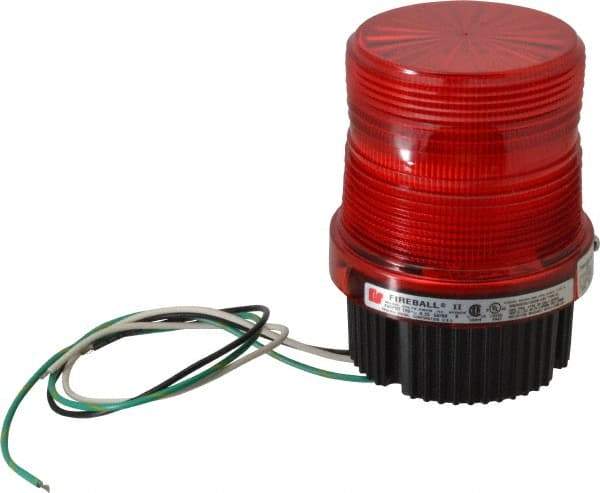 Federal Signal Corp - 120 VAC, 4X NEMA Rated, Strobe Tube, Red, Single Flash Strobe Light - 90 Flashes per min, 1/2 Inch Pipe, 3-15/16 Inch Diameter, 5-1/4 Inch High, IP66 Ingress Rating, Pipe Mount, Surface Mount - Caliber Tooling