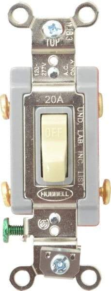 Hubbell Wiring Device-Kellems - 2 Pole, 120 to 277 VAC, 20 Amp, Industrial Grade, Toggle, Wall and Dimmer Light Switch - 1-5/16 Inch Wide x 4-1/16 Inch High - Caliber Tooling