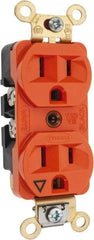 Hubbell Wiring Device-Kellems - 125 VAC, 15 Amp, 5-15R NEMA Configuration, Orange, Specification Grade, Isolated Ground Duplex Receptacle - 1 Phase, 2 Poles, 3 Wire, Flush Mount, Corrosion, Heat and Impact Resistant - Caliber Tooling