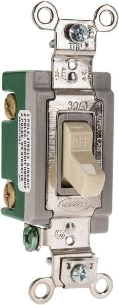 Hubbell Wiring Device-Kellems - 2 Pole, 120 to 277 VAC, 30 Amp, Industrial Grade, Toggle, Wall and Dimmer Light Switch - 1-5/16 Inch Wide x 4-1/16 Inch High - Caliber Tooling