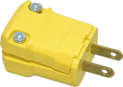 Hubbell Wiring Device-Kellems - 125 VAC, 15 Amp, 1-15P NEMA, Valise, Ungrounded, Commercial, Industrial Grade Plug - 2 Pole, 2 Wire, 1 Phase, 1/2 hp, Nylon, Yellow - Caliber Tooling