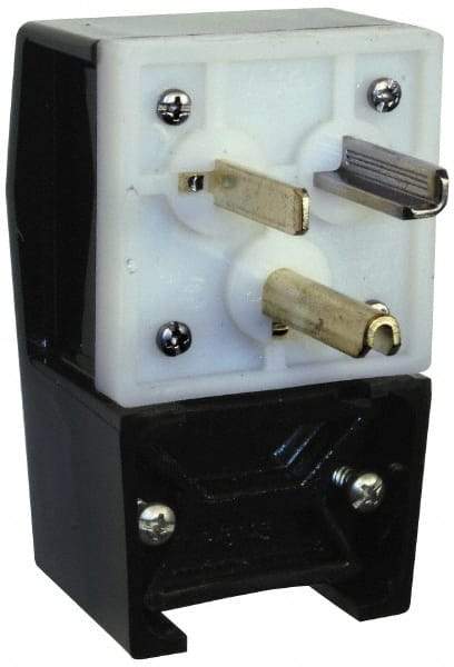 Hubbell Wiring Device-Kellems - 125 VAC, 30 Amp, 5-30P NEMA, Angled, Self Grounding, Commercial, Industrial Grade Plug - 2 Pole, 3 Wire, 1 Phase, 2 hp, Nylon, Black, White - Caliber Tooling