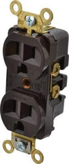 Hubbell Wiring Device-Kellems - 125 VAC, 15 Amp, 5-15R NEMA Configuration, Brown, Industrial Grade, Self Grounding Duplex Receptacle - 1 Phase, 2 Poles, 3 Wire, Flush Mount, Corrosion, Heat and Impact Resistant - Caliber Tooling