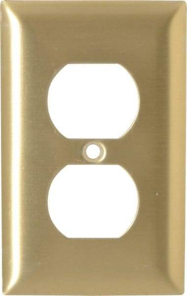 Hubbell Wiring Device-Kellems - 1 Gang, 4-1/2 Inch Long x 2.78 Inch Wide, Standard Outlet Wall Plate - Duplex Outlet, Brass, Brass - Caliber Tooling