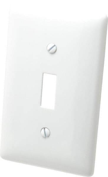 Hubbell Wiring Device-Kellems - 1 Gang, 4-1/2 Inch Long x 2.78 Inch Wide, Standard Switch Plate - Toggle Switch, White, Nylon - Caliber Tooling