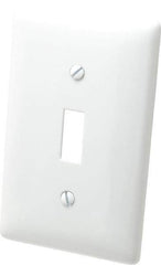 Hubbell Wiring Device-Kellems - 1 Gang, 4-1/2 Inch Long x 2.78 Inch Wide, Standard Switch Plate - Toggle Switch, White, Nylon - Caliber Tooling