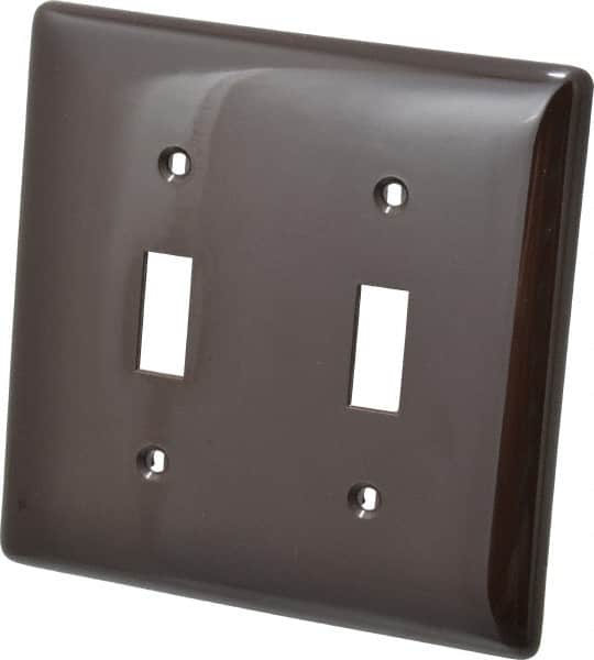 Hubbell Wiring Device-Kellems - 2 Gang, 4-1/2 Inch Long x 4.6 Inch Wide, Standard Switch Plate - Toggle Switch, Brown, Nylon - Caliber Tooling