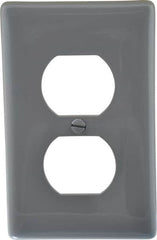 Hubbell Wiring Device-Kellems - 1 Gang, 4-1/2 Inch Long x 2.78 Inch Wide, Standard Outlet Wall Plate - Duplex Outlet, Gray, Nylon - Caliber Tooling