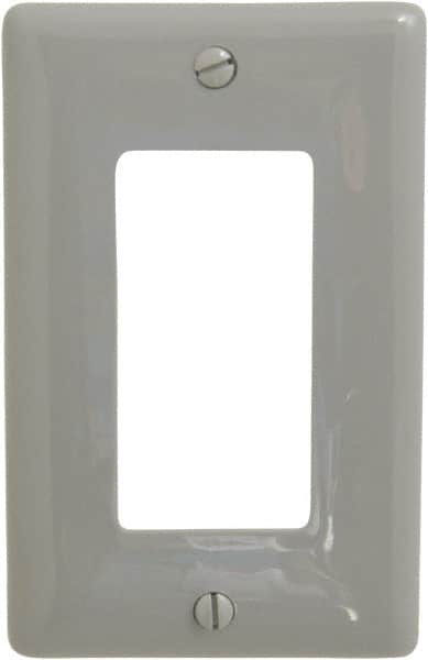 Hubbell Wiring Device-Kellems - 1 Gang, 4-1/2 Inch Long x 2.87 Inch Wide, Standard Outlet Wall Plate - Single Outlet, Gray, Nylon - Caliber Tooling