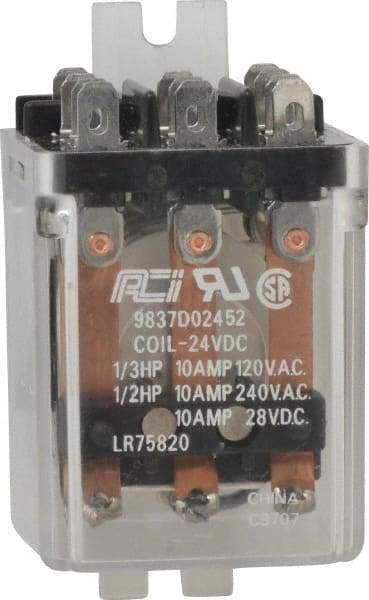 ACI - 11 Pins, Square Electromechanical Blade General Purpose Relay - 10 Amp at 240 VAC, 3PDT, 24 VDC - Caliber Tooling