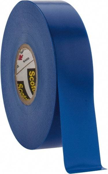 3M - 3/4" x 66', Blue Vinyl Electrical Tape - Series 35, 7 mil Thick, 1,250 V/mil Dielectric Strength, 17 Lb./Inch Tensile Strength - Caliber Tooling