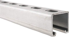 Thomas & Betts - 10' Long x 1-5/8" Wide x 1-5/8" High, 12 Gauge, Strip Steel, Half Slot Framing Channel & Strut - 0.105" Thick, Pre-Galvanized - Caliber Tooling