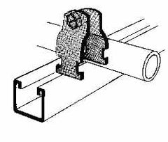 Thomas & Betts - 1-7/8" Pipe, 12 Gauge" Pipe or Tube Clamp - Gold Galvanized, 1,000 Lb Capacity - Caliber Tooling