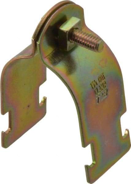 Thomas & Betts - 1-5/8" Pipe, 14 Gauge" Pipe or Tube Clamp - Gold Galvanized, 1,000 Lb Capacity - Caliber Tooling