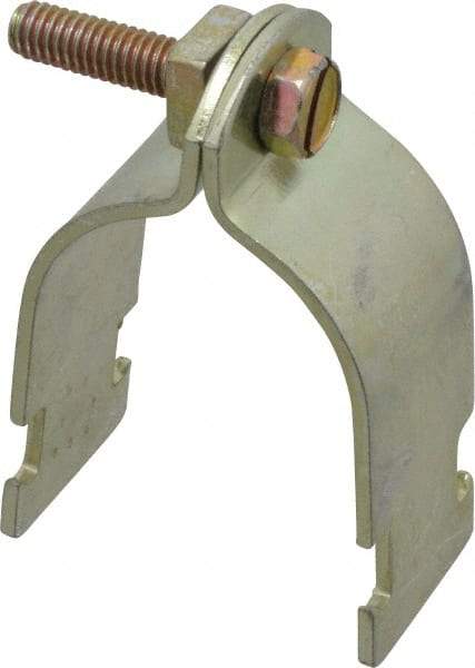 Thomas & Betts - 1-1/2" Pipe, 12 Gauge" Pipe or Conduit Clamp - Gold Galvanized, Rigid & IMC Conduit - Caliber Tooling