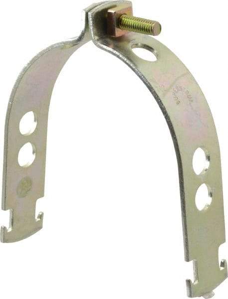 Thomas & Betts - 4" Pipe, 1/8 Gauge" Pipe or Conduit Clamp - Gold Galvanized, Rigid & IMC Conduit - Caliber Tooling