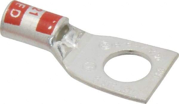 Thomas & Betts - 8 AWG Noninsulated Compression Connection Square Ring Terminal - 5/16" Stud, 1.33" OAL x 0.56" Wide, Tin Plated Copper Contact - Caliber Tooling