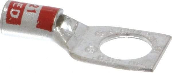 Thomas & Betts - 8 AWG Noninsulated Compression Connection Square Ring Terminal - 3/8" Stud, 1.33" OAL x 0.56" Wide, Tin Plated Copper Contact - Caliber Tooling