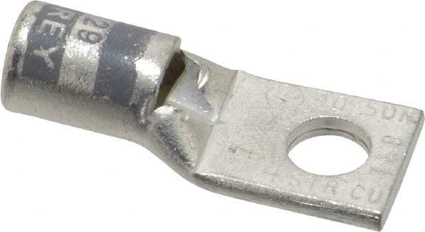 Thomas & Betts - 4 AWG Noninsulated Compression Connection Square Ring Terminal - 1/4" Stud, 1.38" OAL x 0.55" Wide, Tin Plated Copper Contact - Caliber Tooling