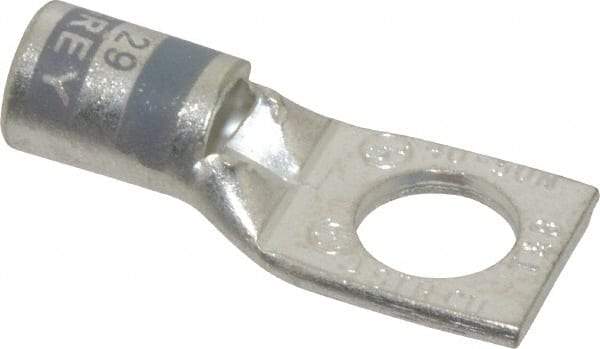 Thomas & Betts - 4 AWG Noninsulated Compression Connection Square Ring Terminal - 3/8" Stud, 1.42" OAL x 0.61" Wide, Tin Plated Copper Contact - Caliber Tooling